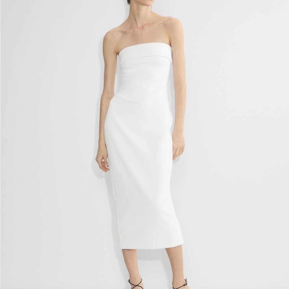Aritzia Babaton FigureKnit Eyecatcher Strapless Midi Dress XS White